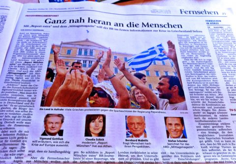 Berichterstattung über die Berichterstattung: Der Münchner Merkur bringt gleich eine ganze Seite über die ARD-Präsenz vor Ort.